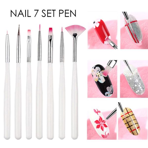 

7pcs nail art decorations brush set tools diy painting pen nails tips, Silver