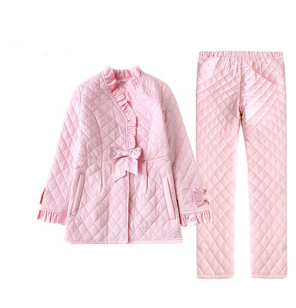 

winter cotton pajamas women winter sleepwear pyjamas woman cotton-padded clothes sleepwear l, Blue;gray