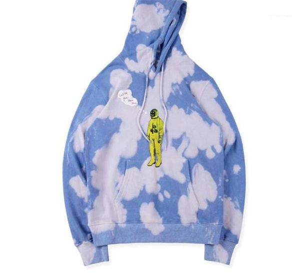 

designer hoodies letter cloud printed tie dyeing casual long sleeved hooded pullover sweatshirts mens fashion hoodies travis scott mens, Black