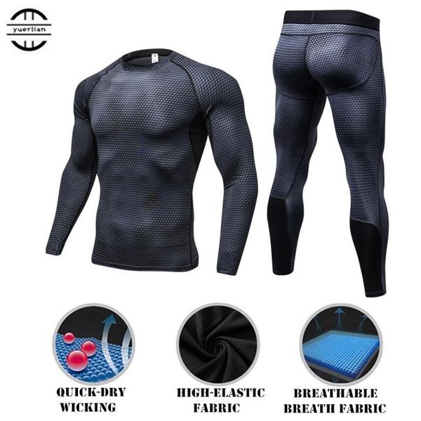 

men pro shaper compression underwear sets 3d cut tight pants & ,elastic quick-dry wicking sport fitness long sleeve t-shirt, White;black