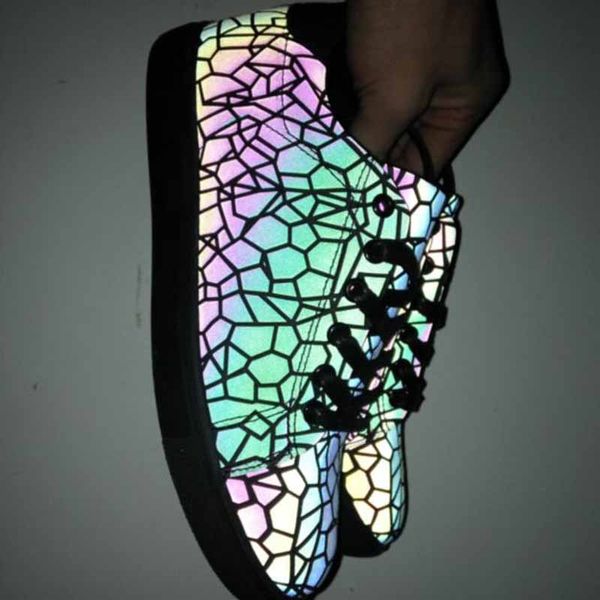 

man designer casual shoes men sneakers sequined zx flux chameleon luminous reflective colorful glare night running safe shoes, Black