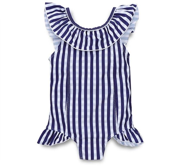 

girl blue white strip short sleeve romper baby infant jumpsuit kids clothes one piece bodysuit zht 161