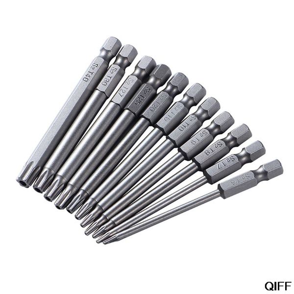 

drop ship&wholesale 11pcs 100mm magnetic s2 steel hex torx head screwdriver bits drill set hand tools kit t6-t40 june 25