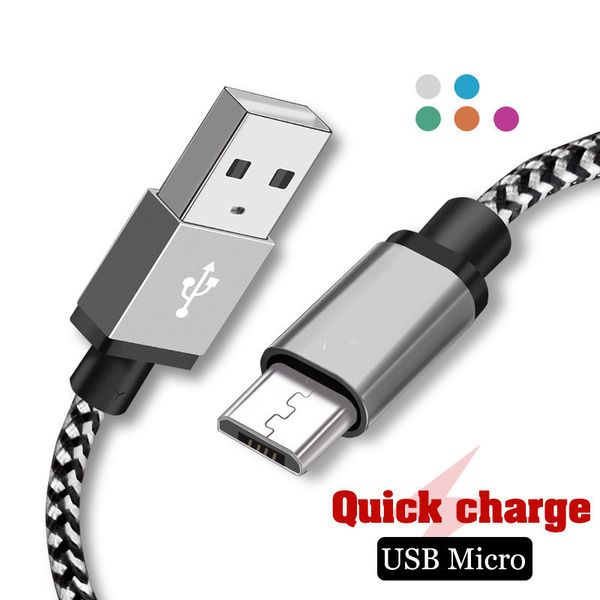 

micro usb cable 1m 2m 3m nylon braided fast charging data charger cord for samsung huawei xiaomi android microusb phone cable