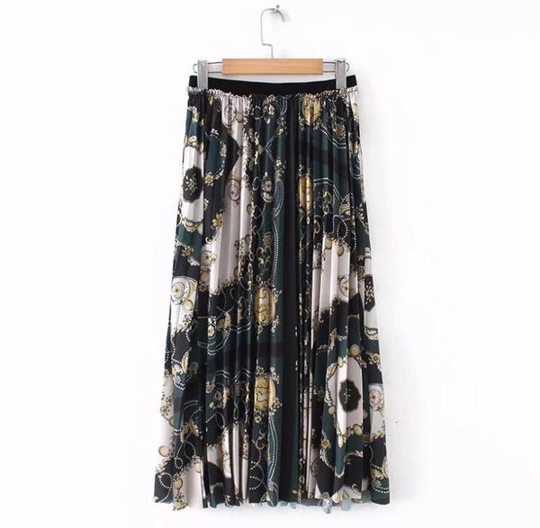 

длинные юбки длинные юбки женщин 2019 весна и лето женщины юбки printed урожай плиссированные юбки женский эластичный пояс для печати женщин, Black