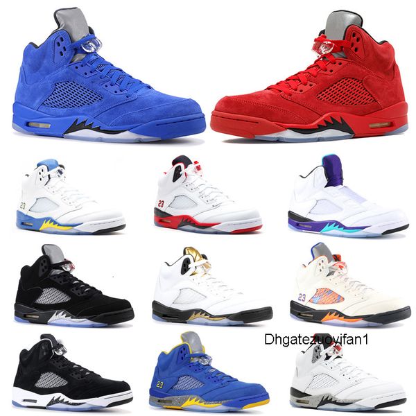 

men 5 5s basketball shoes bred laney blue white fresh prince grape international flight mens trainer designer sport sneaker size 41-47