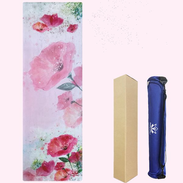 

183cm*61cm*5mm new style natural rubber absorb sweat comfortable suede fabric non-slip lose exercise yoga mat