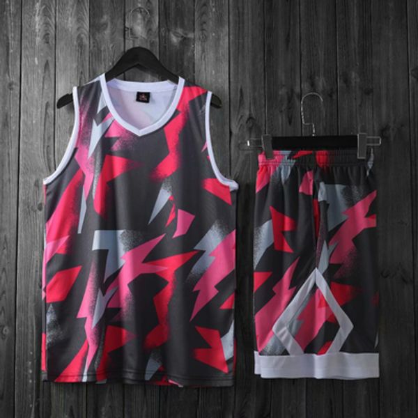 

2020 розовый ncaa колледж баскетбол трикотажные изделия молодежи баскетбольная форма мужчины джерси шорты устанавливает хорошее дело, камуфл, Black;red