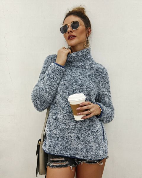 

meihuida turtleneck knitted sweater women loose pullover jumper pull femme winter faux long sleeve casual warm winter top, White;black