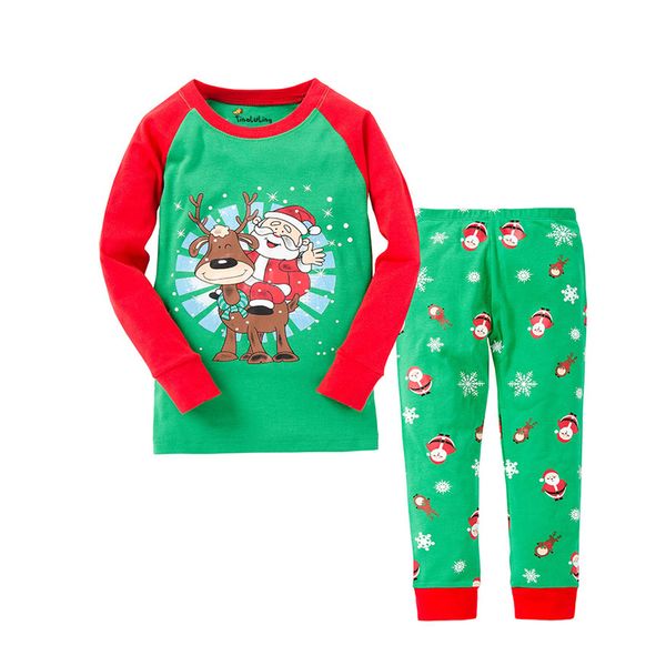 

children christmas sleepwear kids christmas deer santa pajamas sets boys nightwear girls pyjamas baby pijamas for 1-8 years, Blue;red