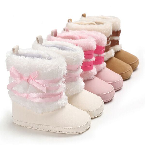 

infant toddler baby girl fur snow boots winter warm booties crib shoes prewalker