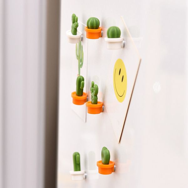 

6pcs cute succulent plant magnet button cactus refrigerator message sticker magnet sticker refrigerator toy home decoration