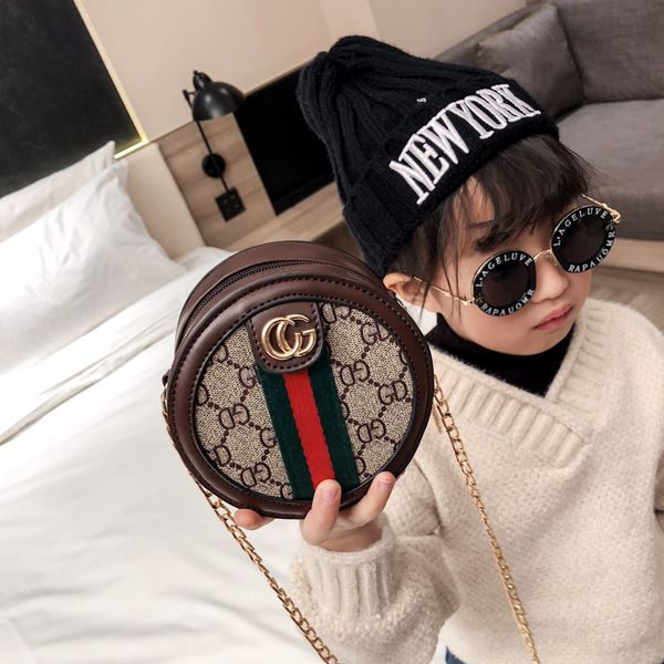 

Kid handbag baby bag lovely letter de ign prince pur e girl mini pu chain inclined circular houlder bag, Black