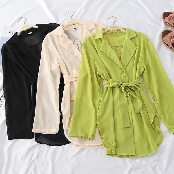 

shirts regular notched solid bow full chiffon casual, White