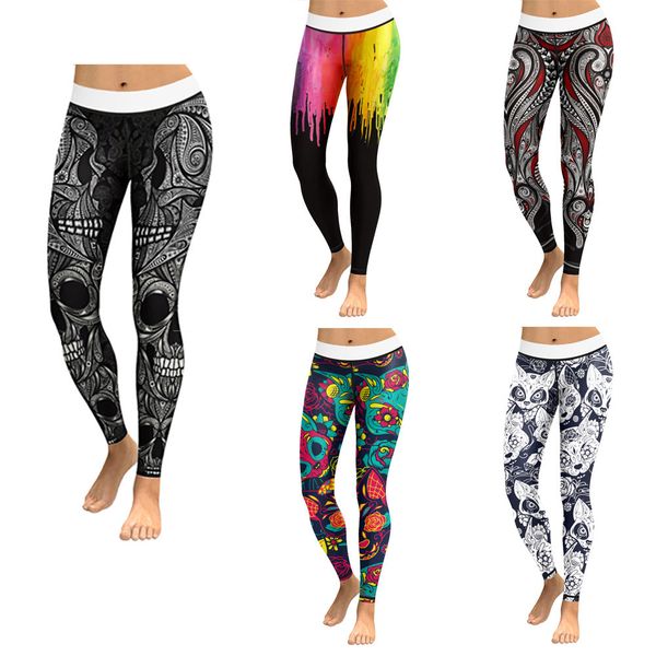 

black and white cat print yoga pants women's sports pants fitness running push high gym clothes stretch slim leggings, White;red