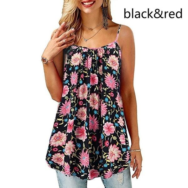 

2019 summer plus size camis tank for women spaghetti strap flower print sleeveless casual (s-5xl) cropped feminino, White