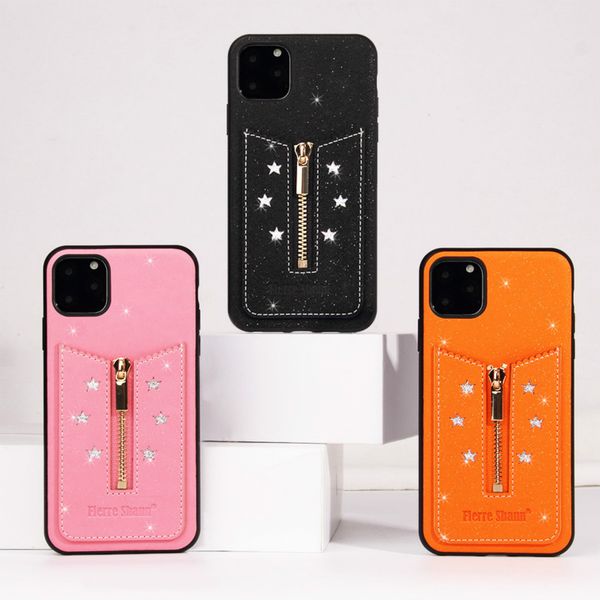 

iphone xs max xr x/xs 7p/8p tpu+pu back cover designer phone case iphone 11/ 11pro/11promax fashion case with zipper card pocket wholesale