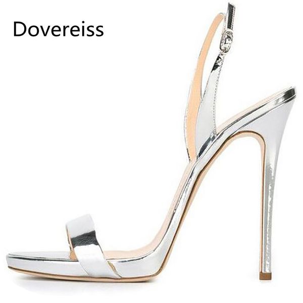 

sandals dovereiss fashion women's shoes summer elegant buckle party pure color consice narrow band stilettos heels 43, Black