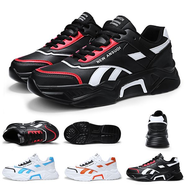 O transporte da gota Mulheres Homens Running Shoes Black White Platform Blue Orange Designer Leather treinadores desportivos Sneakers Tamanho 39-44 Made in China