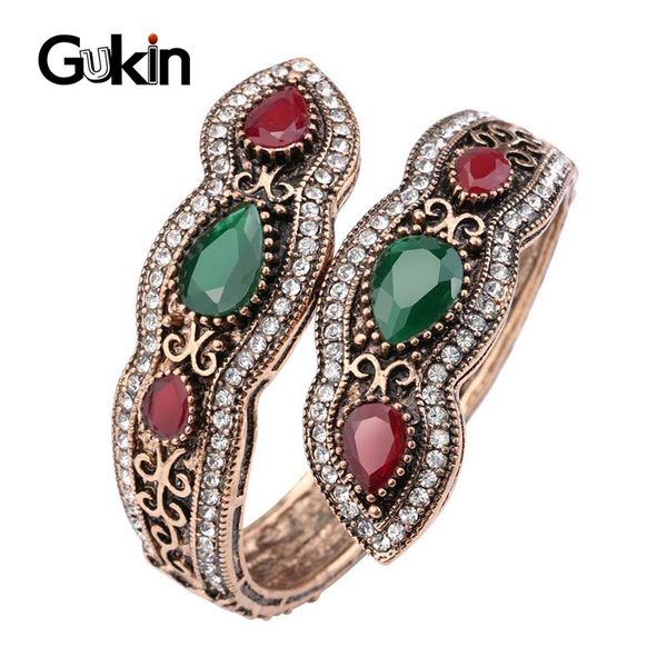 

gukin india jewelry big women's bracelets vintage gold color full crystal hand accessories 2020 new, Black