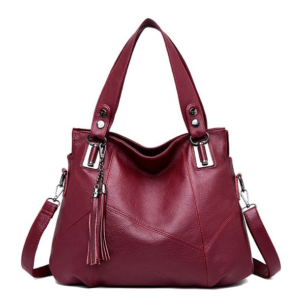 

2020 new middle-aged female bag single shoulder female mother bag stitching soft face ladies handbag large capacity