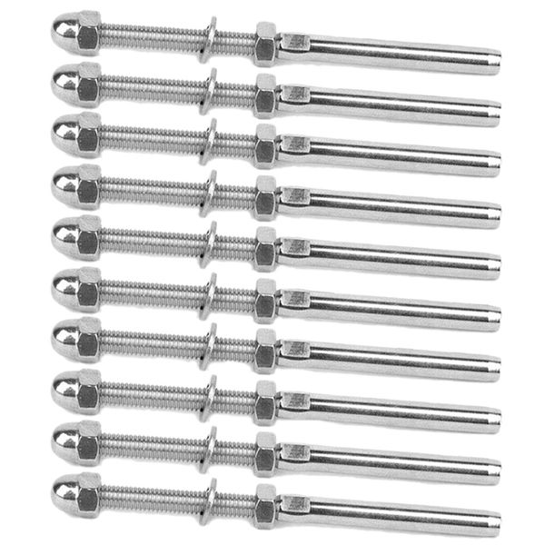 

pqwn 50 pcs stainless steel handrail railing cable tensioner threaded stud end fitting for 1/8 inch cable wire tool sets