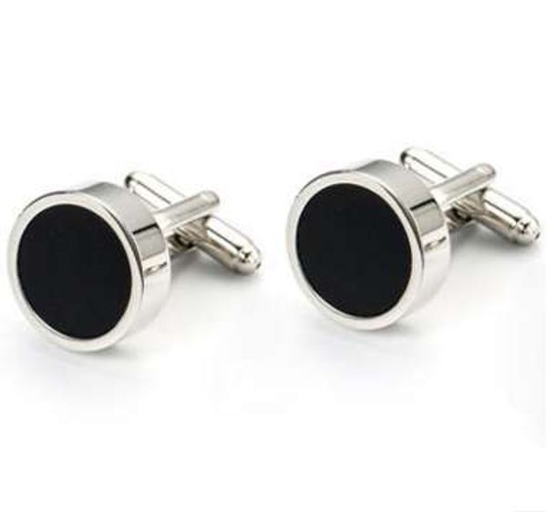 

модные черные круглые позолоченные запонки пуговицы женские мужские деловые рубашки запонки свадебные украшения, Silver