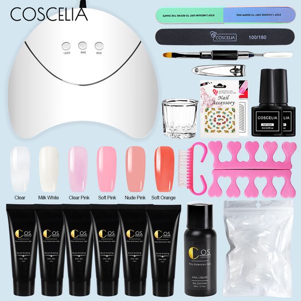

coscelia 6pcs/set builder gel extending crystal jelly gum poly gel set nails kit uv french nail art manicure tips decoration