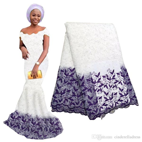 

новые pure white african чистая ткань шнурка для платья венчания вышитый нигерийский шнурка швейцарский voile кружева в швейцарии с бисером, White;gold
