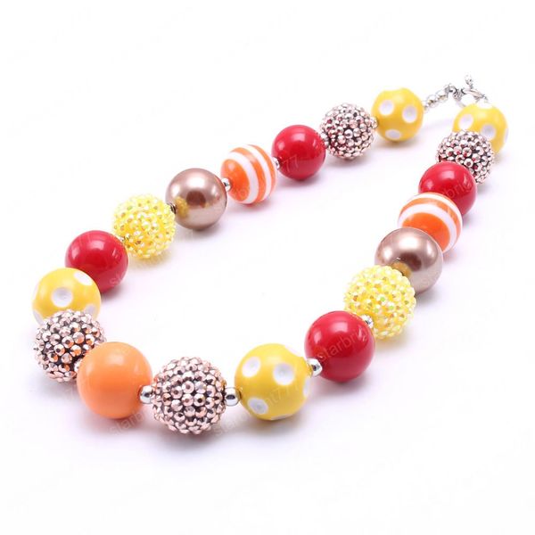 

thanksgiving fashion chunky beaded necklace for child/kids/girls bubblegum beads necklace chunky jewelry, Red;brown
