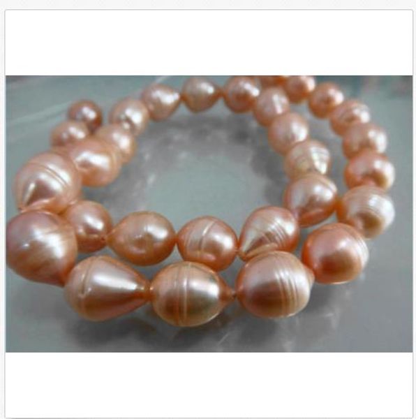 

14k gold clasp huge south sea 11-13mm pink baroque pearl necklce 18 inch, Silver