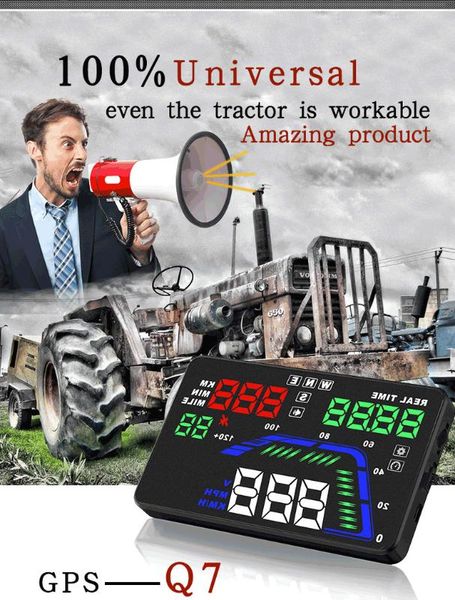 

hud display q7 speed alarm projector digital speedometer car speed security alarm head up display hud q7 gps cigarette lighter