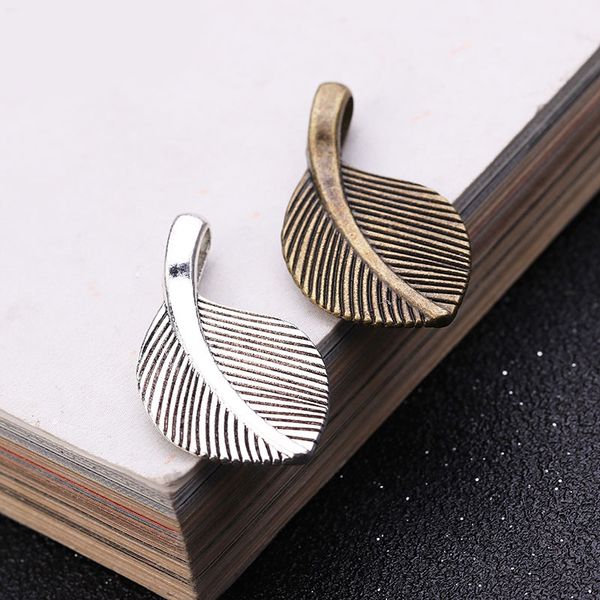 

80pcs/bag ancient silver bronze 28*16mm leaves charms pendants fashion designer jewelry fit making necklace bracelet accessories gift, Bronze;silver