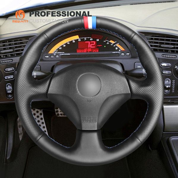 Mewant Black Genuine Leather Car Steering Wheel Cover For Honda S2000 2000 2008 Civic Si 2002 2004 Acura Rsx Type S 2005 Pattern For Steering Wheel
