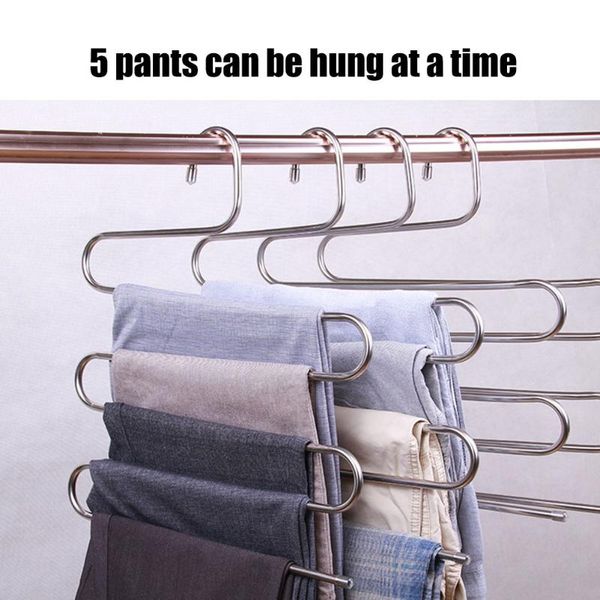 

new stainless steel pants hangers s shaped multifunctional anti-slip storage clothes rack smd66