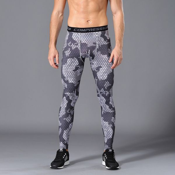 

camouflage compression pants running tights men soccer training pants fitness sport leggings men gym jogging trousers sportswea, Black;blue
