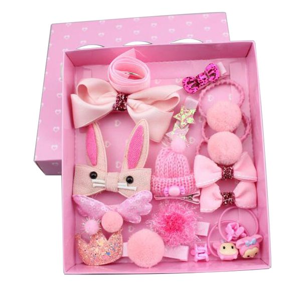 

18 шт. / компл. детская мода зажим для волос девушки эластичные аксессуары для волос(розовый, Slivery;white