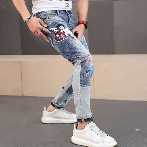 

wb6392 fashion men's pants 2020 runway european design party style men's clothing, Blue