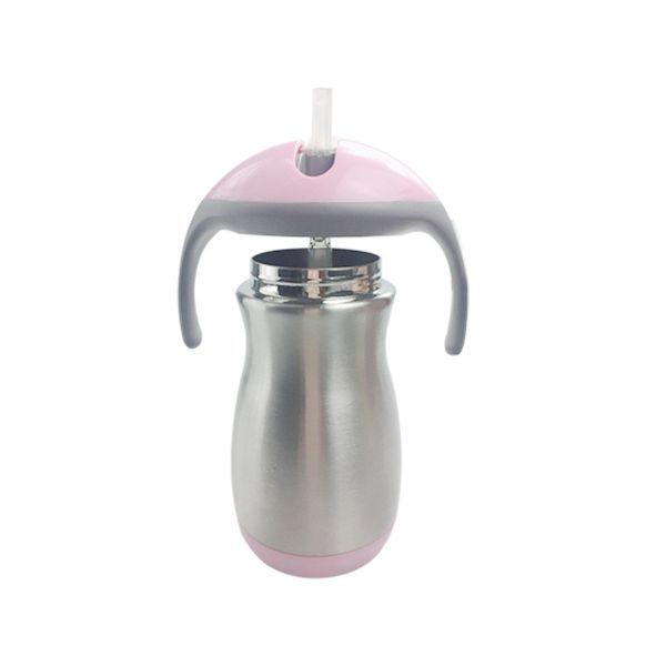 

новый 9oz sippy бутылки kid обучение молоко питьевой бутылка с пластиковой крышкой двойной слой вакуума нержавеющей стали кубок с крышкой со