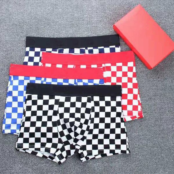 

mens underwears boxers underpants brand boxers with letters lattices print appliques men breathable underwear boxers para hombre ropa, Black;white