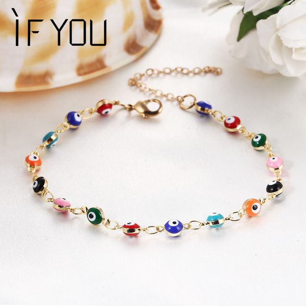 

if you bohemian brincos colorful turkish eyes bracelet & bangle beads charms party boucle d'oreille bracelet for women gift, Black