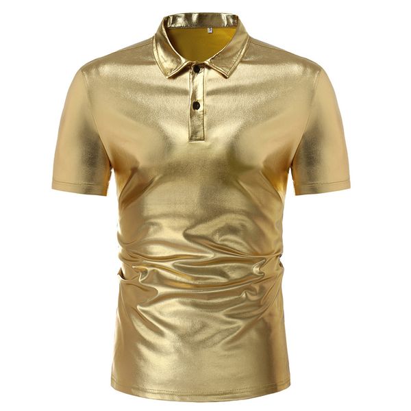 

блестящий ночная рубашка клуб 2020 лета короткий рукав мужской золотой металлик мужские рубашки хип-хоп танец платье, White;black