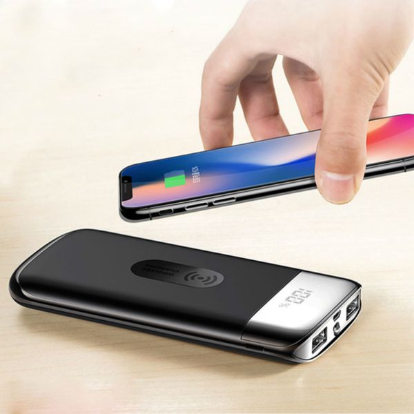 

30000mah qi wireless power bank external battery bank charger for iphone 8 samsung xiaomi powerbank portable wireless charger