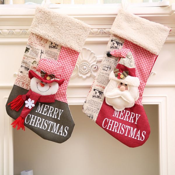 

19" long extra-large xmas 3d lively christmas stockings santa claus&snowman christmas stockings socks tree decorations