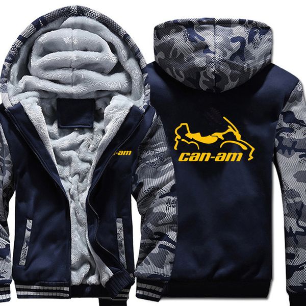 

can am motorcycles hoodies winter camouflage sleeve jacket winter thicken warm fleece cotton zipper raglan coat male tracksuit