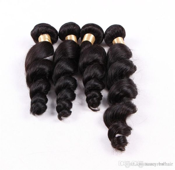 

100% человеческих волос remy свободно махать 4шт / серия 100г / шт необработанные ткет волос с натуральным цветом, свободная перевозка груза, Black