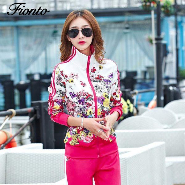 

tracksuit two piece outfits women long sleeve and long pants autumn fashion floral print women set sportwear plus size -xl, Black;blue