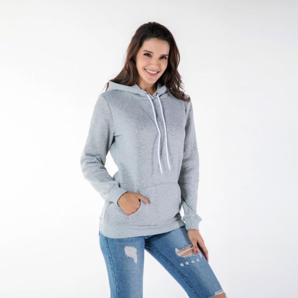 

chic solid color hooded sweatshirt sweatshirt loose long sleeve casual jacket women, Black