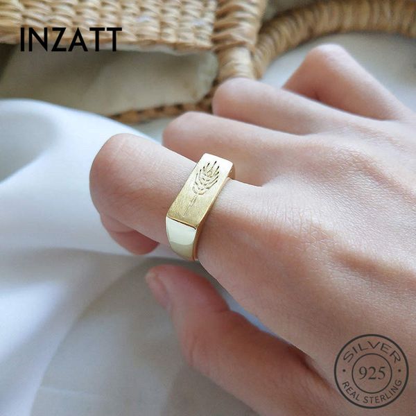

inzareal 925 sterling silver minimalist rectangle totem ring for fashion women fine jewelry trendy 2019 accessories gift, Golden;silver