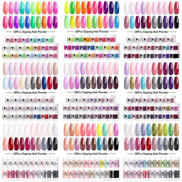 

ur sugar 48pcs dipping nail powder set for nail art natural dry chrome pigment no need lamp cured art glitter shiny powder, Silver;gold